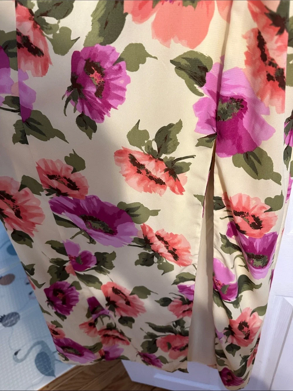 Yellow Floral Cold-Shoulder Maxi Dress